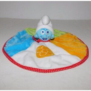 2011 Smurfs Baby infant Security Blanket Round Jemini Peyo France Lovey nunu